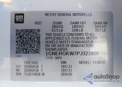 2023 Chevrolet Traverse Fwd Lt Cloth from USA, damaged, VIN 1GNERGKW7PJ323950